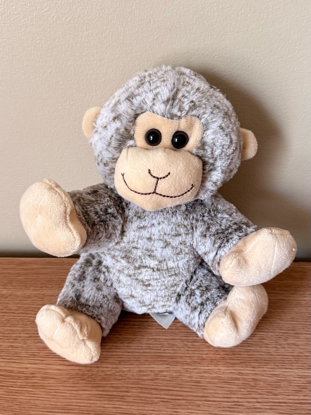 Plush Gray Monkey Stuffed Animal - Soft Beige Face & Paws